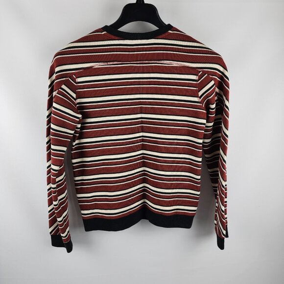 Billy Reid Sweater Womens Small Multi Striped Crewneck Side Zips - Picture 2 of 8